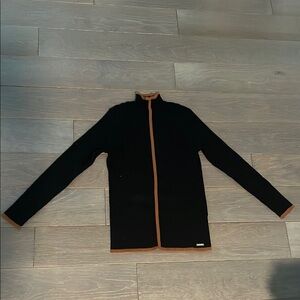 T. Tahari Black Turtleneck with Brown Trim